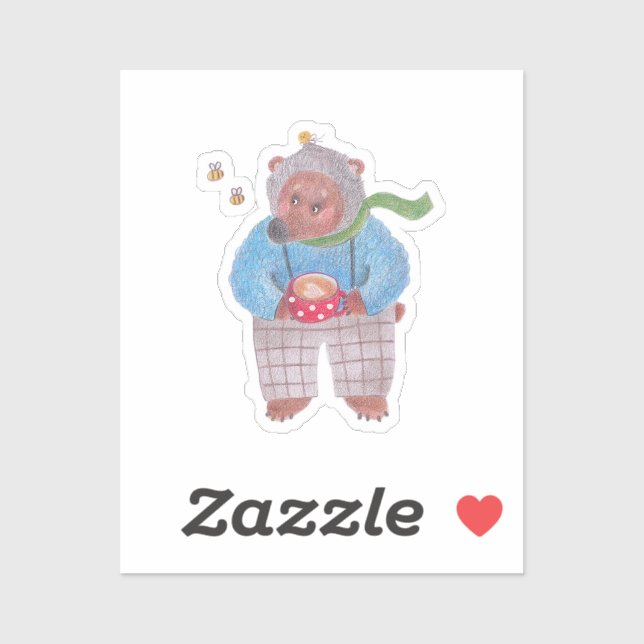 Bären, Bienen und Cappuccino Aufkleber (Blatt)