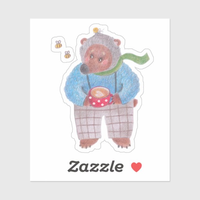 Bären, Bienen und Cappuccino Aufkleber (Blatt)