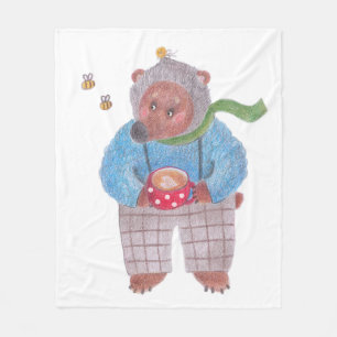 Bären, Bienen und Cappuccino Fleecedecke