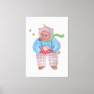 Bären, Bienen und Cappuccino Leinwanddruck