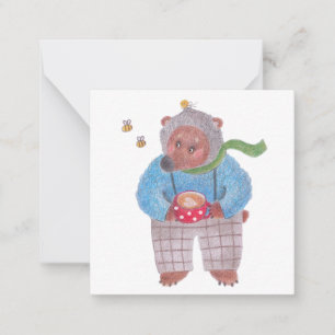 Bären, Bienen und Cappuccino Mitteilungskarte