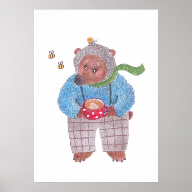 Bären, Bienen und Cappuccino Poster (Vorne)