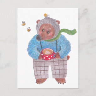 Bären, Bienen und Cappuccino Postkarte