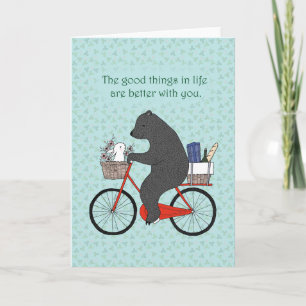 Bären & Bunny auf dem Fahrrad zu Picknick niedlich Karte