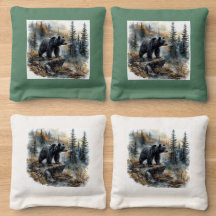 Bären-Cornhole-Taschen – Sunrise Forest Design