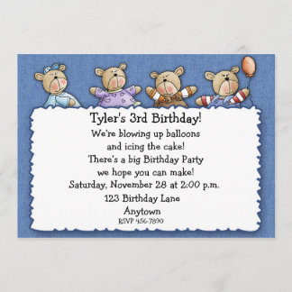 Bären Denim Birthday Einladung