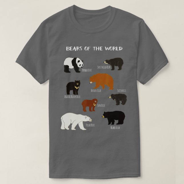 Bären des Grizzly Bear Panda Black Polar T-Shirt (Design vorne)