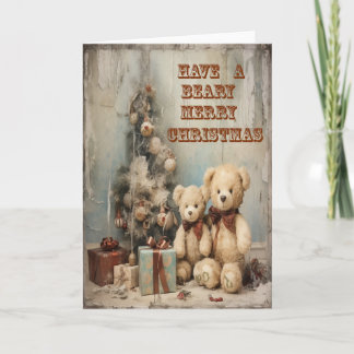 Bären-Grußkarte Grungy Frohe Weihnachten Karte