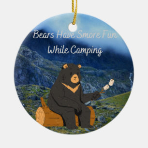 Bären haben beim Camping mehr Spaß Keramik Ornament