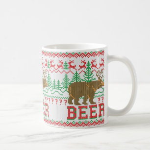 Bären Hirsch oder Bier Weihnachts Pullover Strick  Tasse