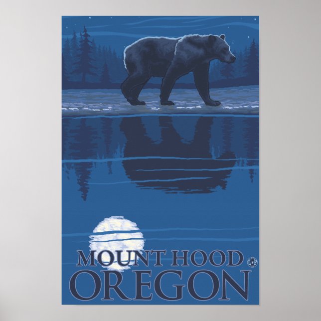 Bären im Mondschein - Berghof, Oregon Poster (Vorne)