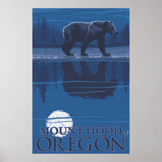 Bären im Mondschein - Berghof, Oregon Poster (Vorne)