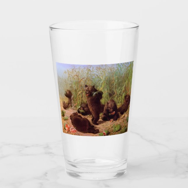Bären im Watermelon Patch (von W.H. Beard) Glas (Vorderseite)