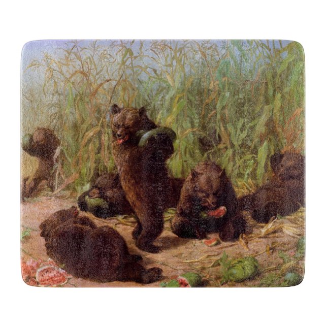 Bären im Watermelon Patch (von W.H. Beard) Schneidebrett (Vorderseite)