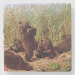 Bären im Watermelon Patch (von W.H. Beard) Steinuntersetzer