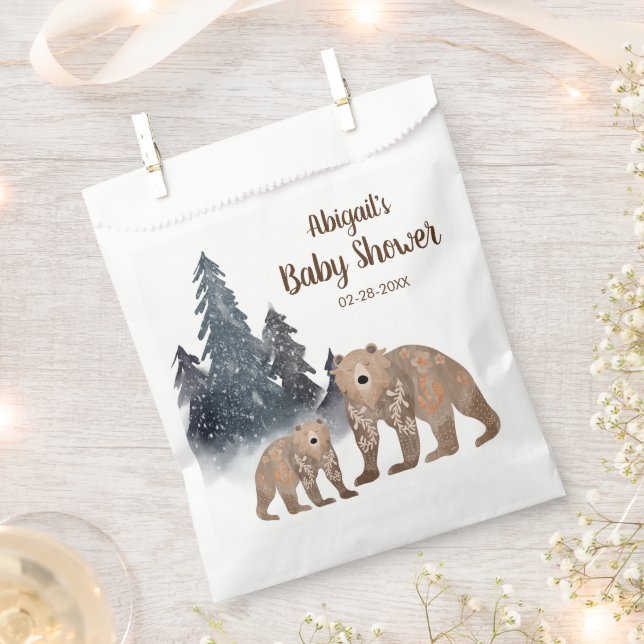 Bären im Winter Forest Scandi Neutral Baby Dusche Geschenktütchen (Ausgeschnitten)