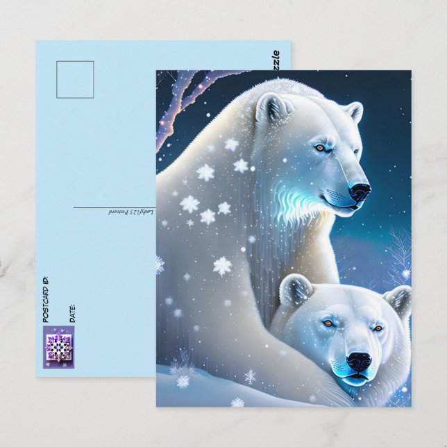 Bären im Winter, Postüberquerung Postkarte (Vorne/Hinten)
