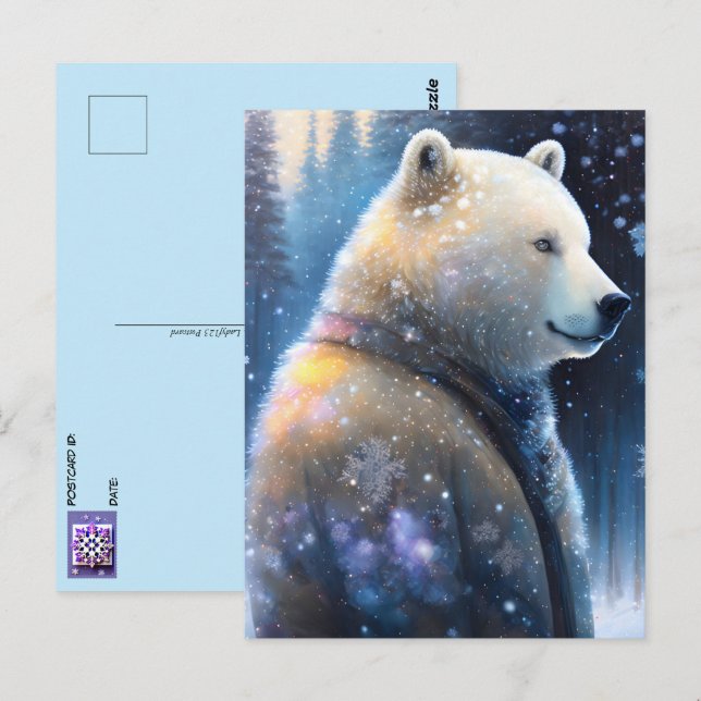 Bären im Winter, Postüberquerung Postkarte (Vorne/Hinten)