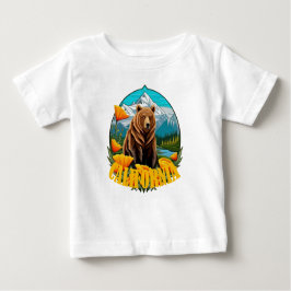 Bären in Berglandschaft umgeben von Orange Baby T-shirt