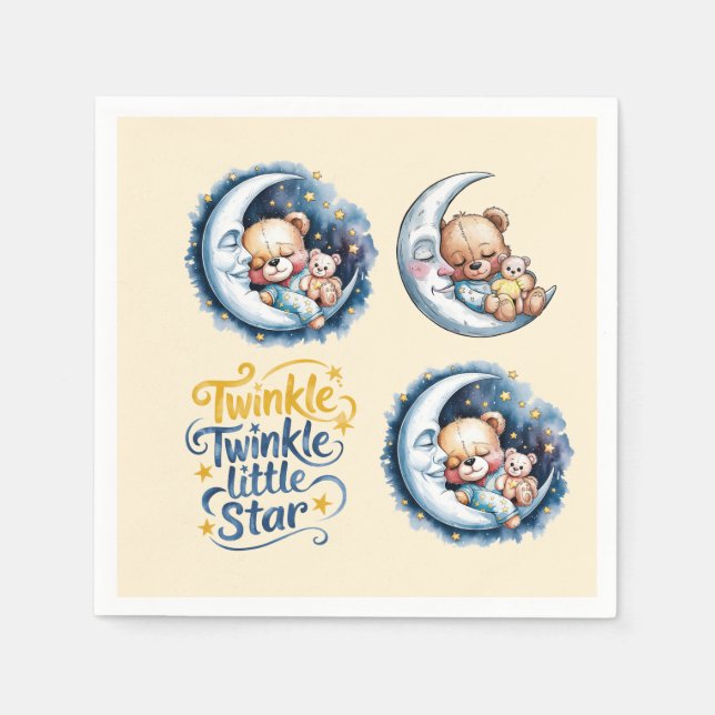 Bären in der Moonlight Boy Baby Dusche Serviette (Vorderseite)