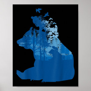 Bären in der Natur Waldgebiet Silhouette Vogelwelt Poster