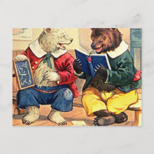 Bären in der Schule gehalten Postkarte