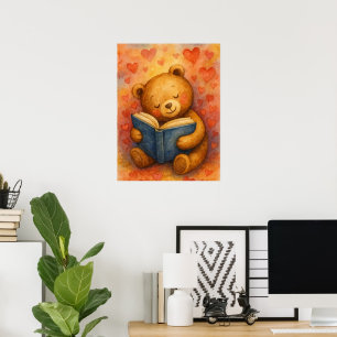 Bären in Liebe lesen - Aquarellkunst (kein Text) Poster