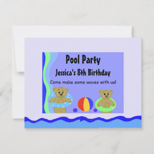 Bären in schwimmenden Röhren zum Geburtstag Einladung