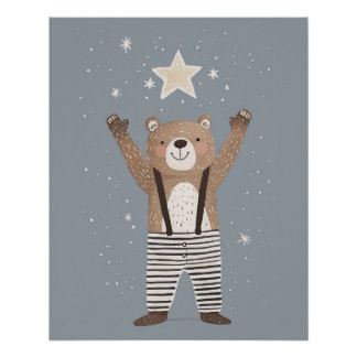 Bären-Kinderzimmer-Druck, Jungen-Spielzimmer-Wandk Poster