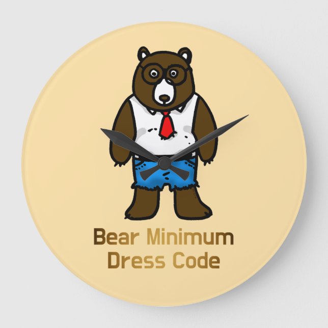 Bären Minimal Funny Office Pub Art Große Wanduhr (Vorderseite)
