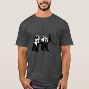 Bären mit Bergen und Wäldern - Natur - Natur T-Shirt