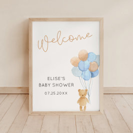 Bären mit Blue und Tan Balloons Willkommen Poster