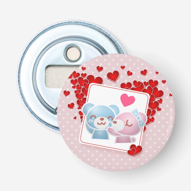 Bären mit roten Lieben überall küssen Flaschenöffner (Vorderseite)