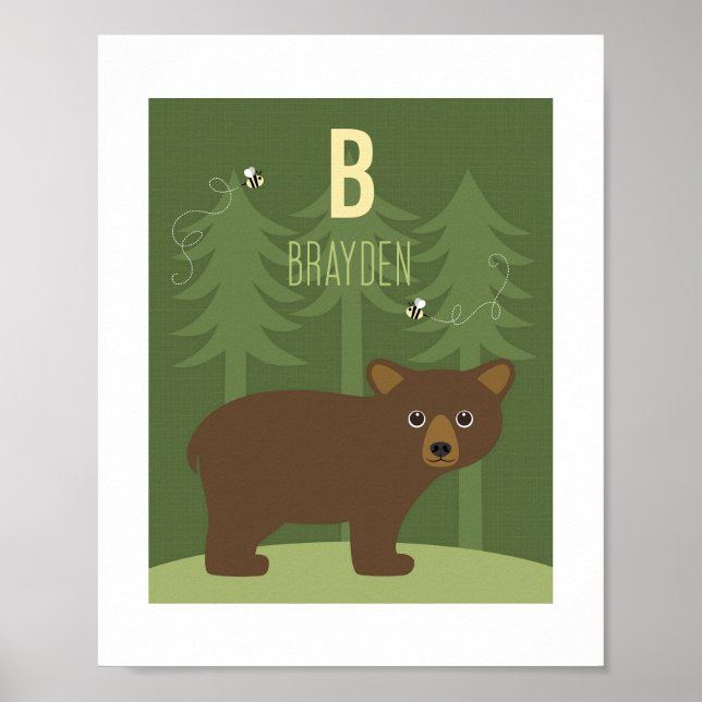 Bären Personalisiert Kinderzimmer Poster Print (Vorne)