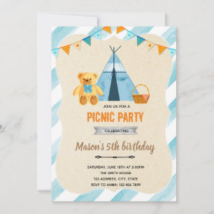 Bären-Picknick-Jungen-Party Einladung