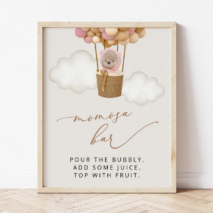 Bären, rosa Balloons, Heißluftballon, Momosa Bar Poster