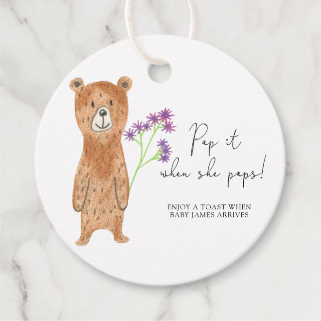 Bären Sie es, wenn sie Pop Babydusche Pop Geschenkanhänger (Vorderseite)