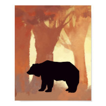 Bären-Silhouette im Wald-Kinderzimmer-Wandbild