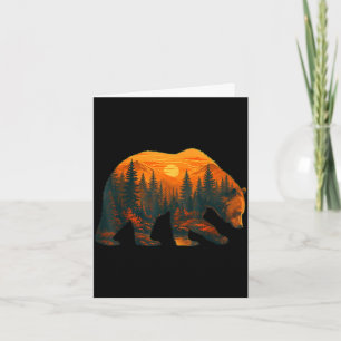Bären-Silhouette mit Waldlandschaft und Sonnenunte Karte