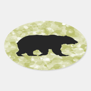 Bären-Silhouette Oval-Aufkleber Ovaler Aufkleber