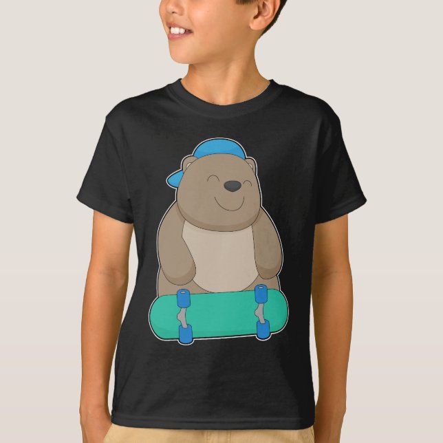 Bären-Skater-Skateboard T-Shirt (Vorderseite)
