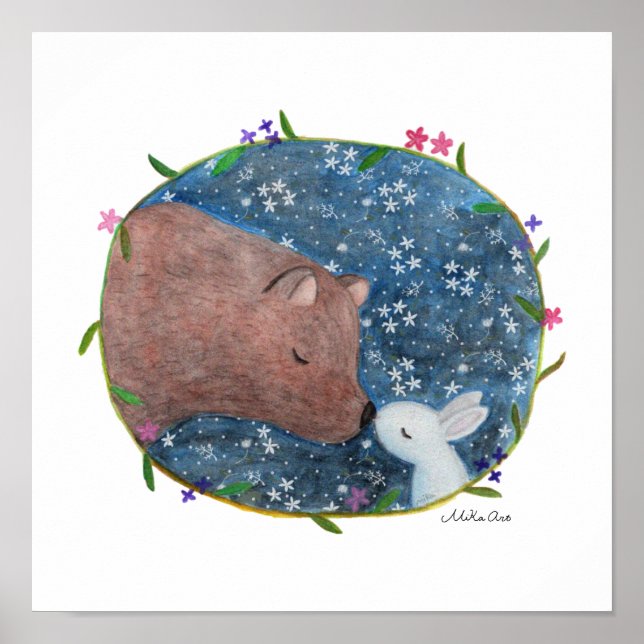 Bären & Sonnenbaden im Wald MiKa Art Poster (Vorne)