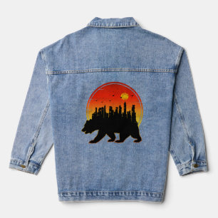 Bären-Sonnenuntergangsstadt Jeansjacke