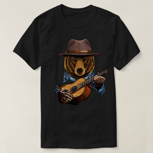 Bären spielen acoustic Gitarre Tierbär Lover Gui T-Shirt (Design vorne)