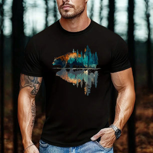 Bären Tier Natur Wald Reflexion Bäume T-Shirt