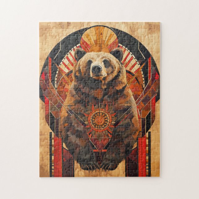Bären-Totem – Stärke im Deco-Stil Puzzle (Vertikal)
