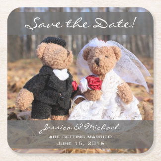 Bären und Bären Save the Date Rechteckiger Pappuntersetzer