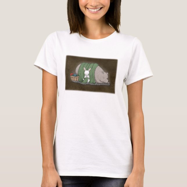 Bären und Bunny Knittern Lover Niedliche Waldtiere T-Shirt (Vorderseite)