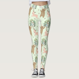 Bären- und Hirschwaldmuster Leggings
