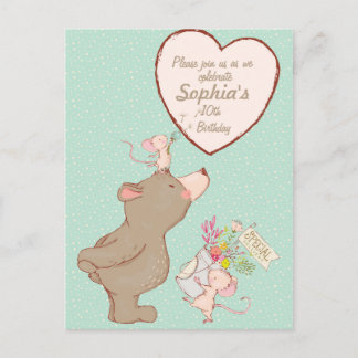 Bären- und Maus-Kinder zum Geburtstag Einladung